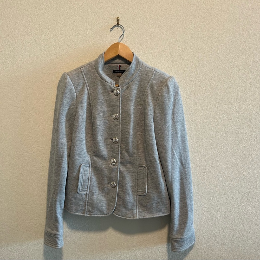 Tommy Hilfiger Women's Light Gray Blazer / Military / Simgle breast